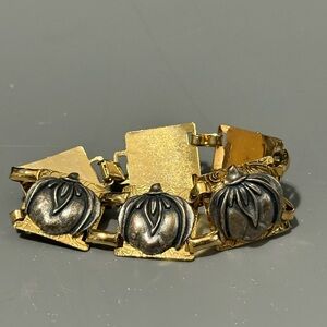 Gold and Silver Tone Pumpkin Motif Women's Bracelet